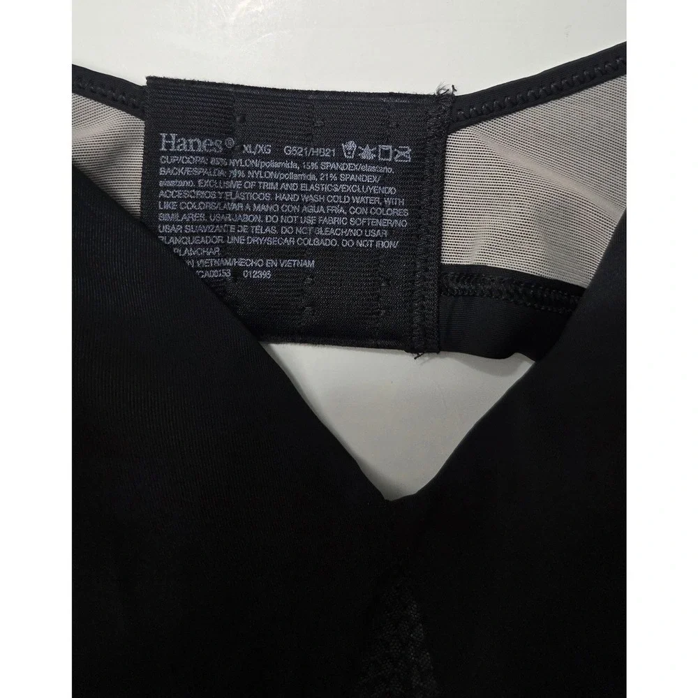 NWT Hanes Oh So Light Comfort Wire-Free Bra Black G521 Convertible‎ Straps XL